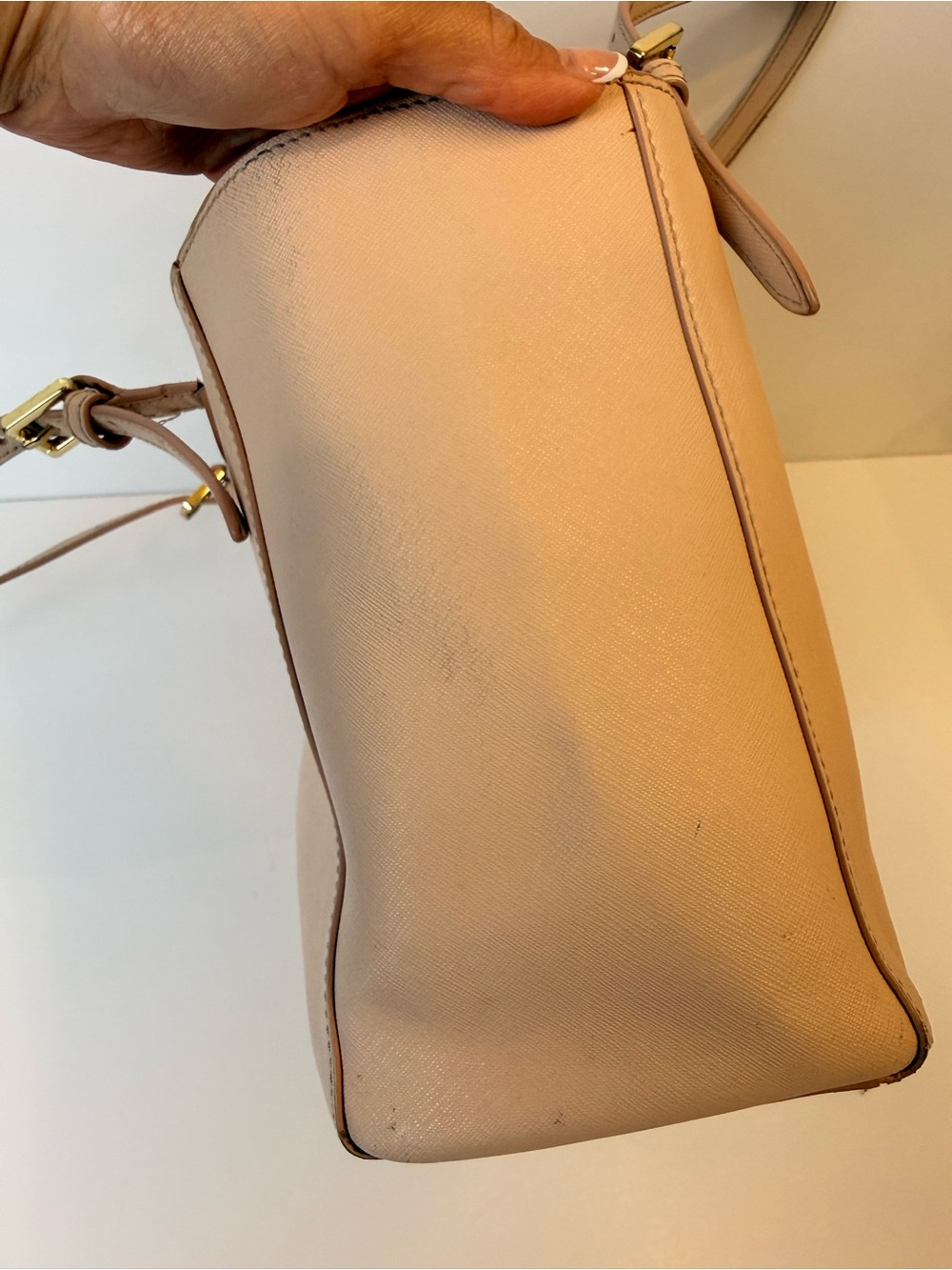 Tory Burch York Small Buckle Tote Powder Pink - Picture 6 of 13